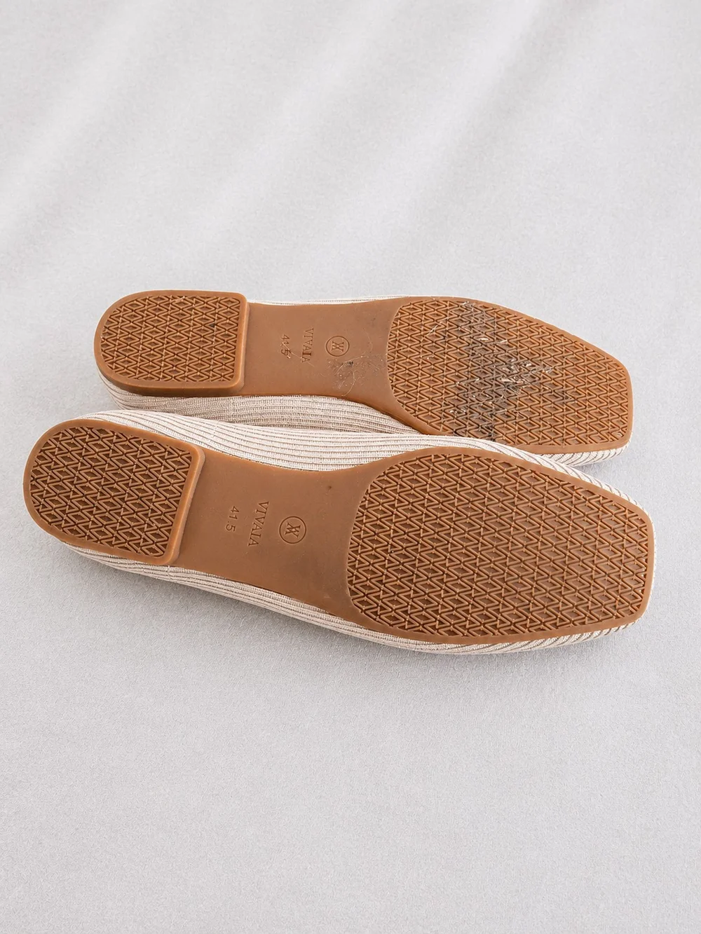 VIVAIA Women’s Ballet Flats 41.5 Beige Gold Metallic Sparkle Knit Bow Square Toe